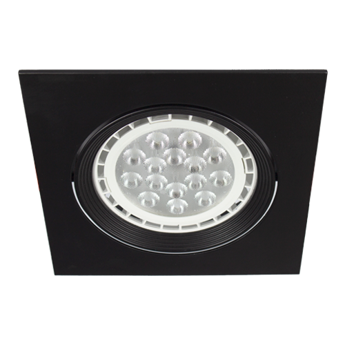 Spot embutir aluminio para ar111 movil cuadrado negro